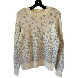 CHRISTIAN SIRIANO White + Gray Animal Print Pullover Crewneck Sweater NWOT Small